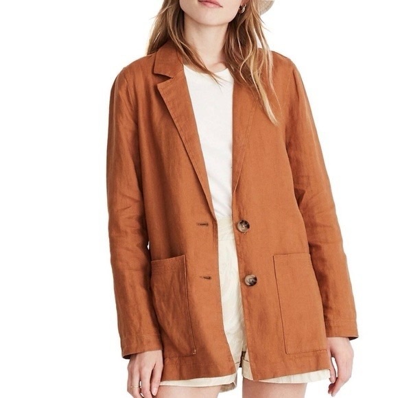 Madewell Linen Dorset Tan Blazer - Picture 2 of 14